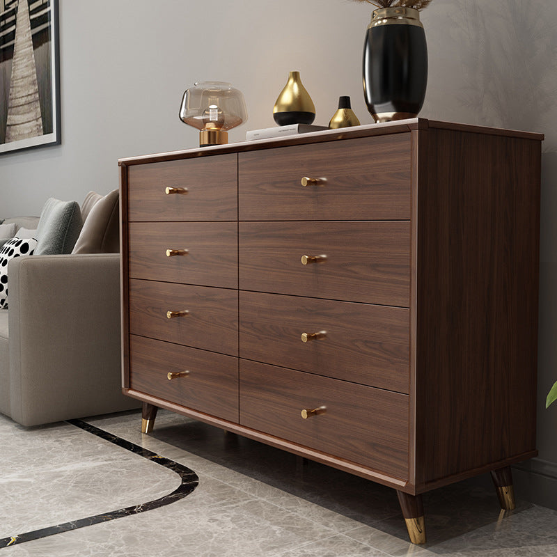 Glam Chest Bedroom Solid Wood Storage Chest in Brown with Drawers