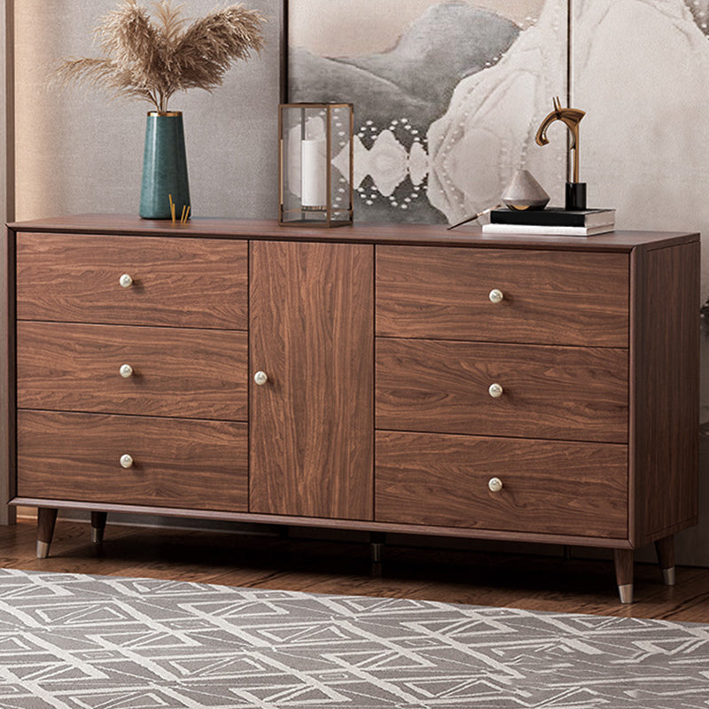 Glam Chest Bedroom Solid Wood Storage Chest in Brown with Drawers
