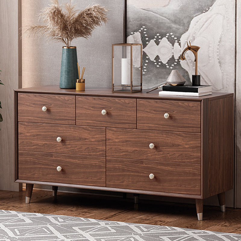 Glam Chest Bedroom Solid Wood Storage Chest in Brown with Drawers