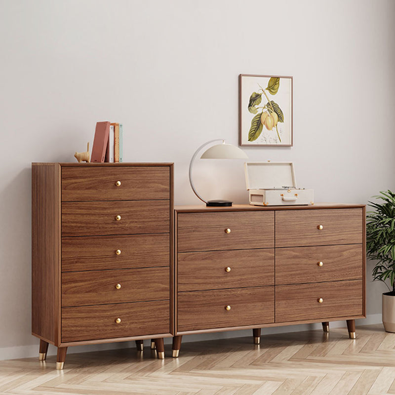 Glam Chest Bedroom Solid Wood Storage Chest in Brown with Drawers