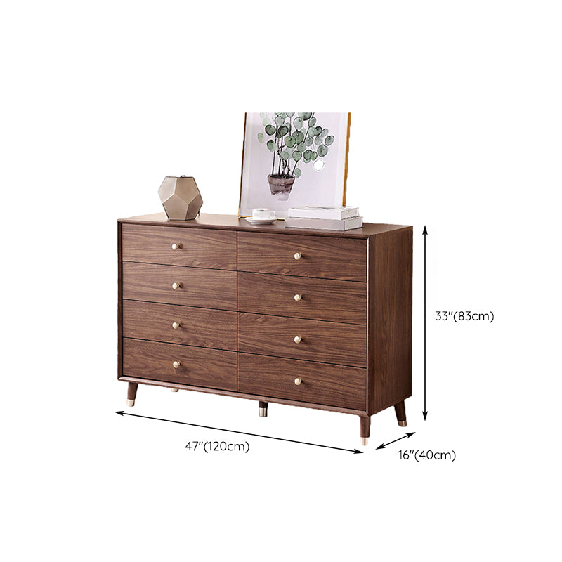 Glam Chest Bedroom Solid Wood Storage Chest in Brown with Drawers