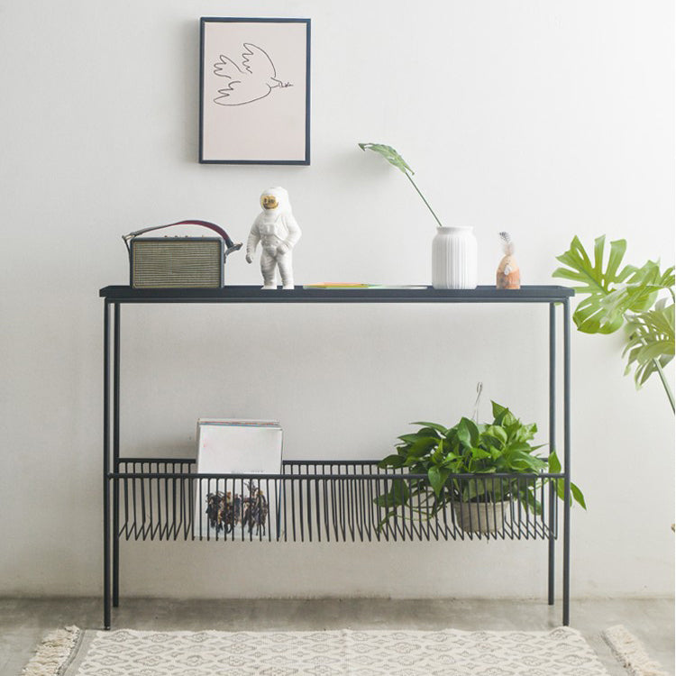 Iron Modern Accent Table 33.86-inch Tall Console Table with Shelves