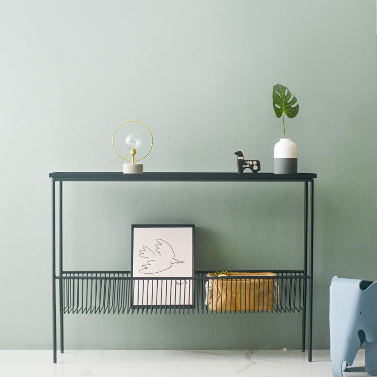 Iron Modern Accent Table 33.86-inch Tall Console Table with Shelves