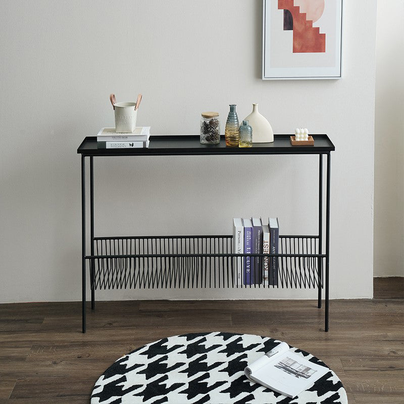 Iron Modern Accent Table 33.86-inch Tall Console Table with Shelves