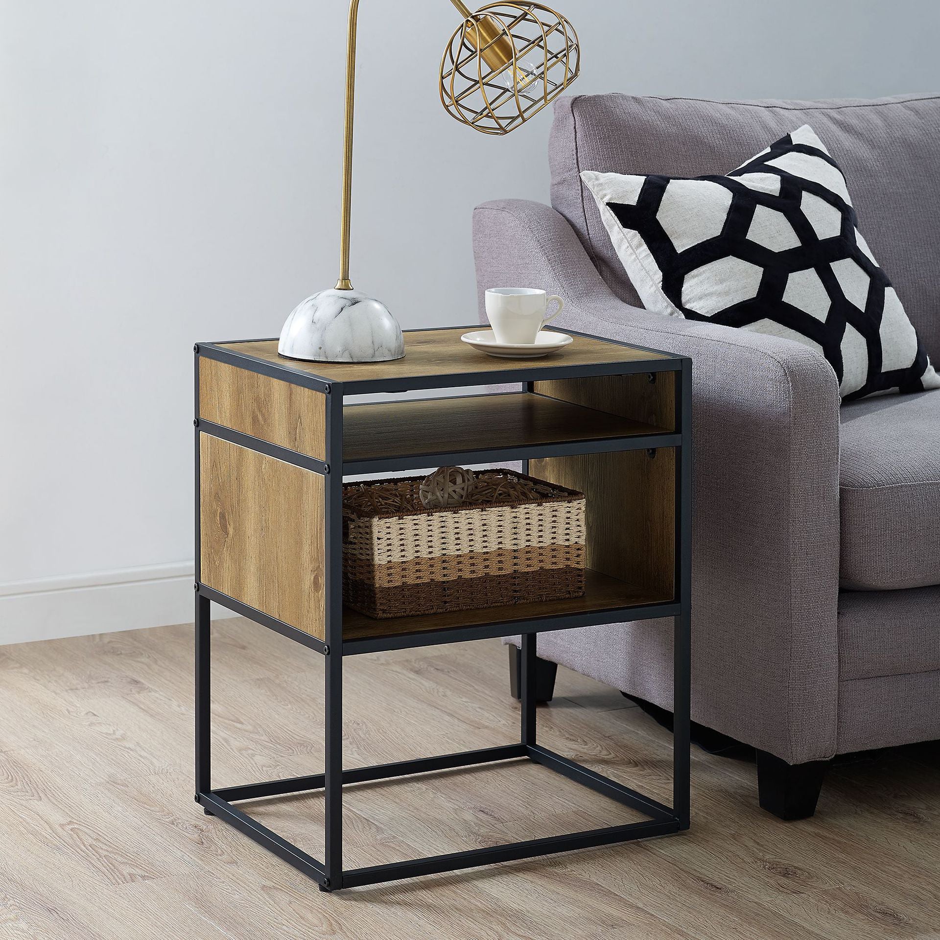 Mid-Century Modern Console Accent Table Antique Finish Sofa Console Table in Wood