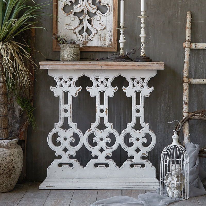 Wood French Country Console Table Distressed Accent Table with Shelf
