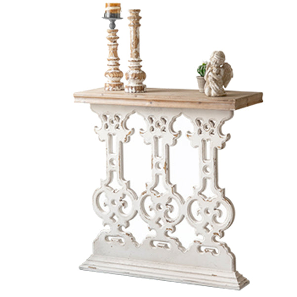 Wood French Country Console Table Distressed Accent Table with Shelf