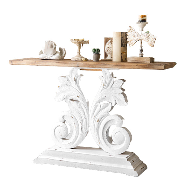 Wood French Country Console Table Distressed Accent Table with Shelf
