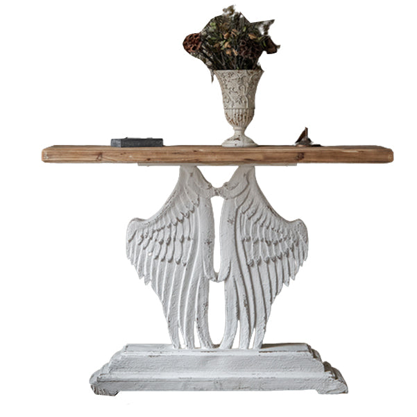 Wood French Country Console Table Distressed Accent Table with Shelf