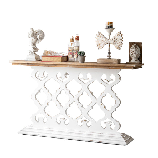 Wood French Country Console Table Distressed Accent Table with Shelf