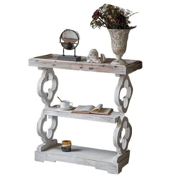 Wood French Country Console Table Distressed Accent Table with Shelf