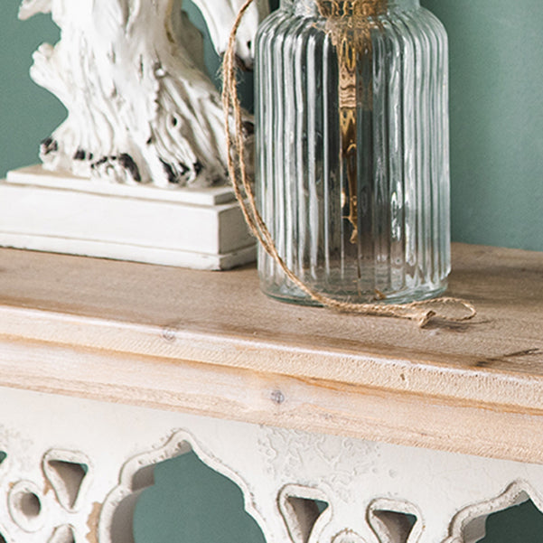 Wood French Country Console Table Distressed Accent Table with Shelf