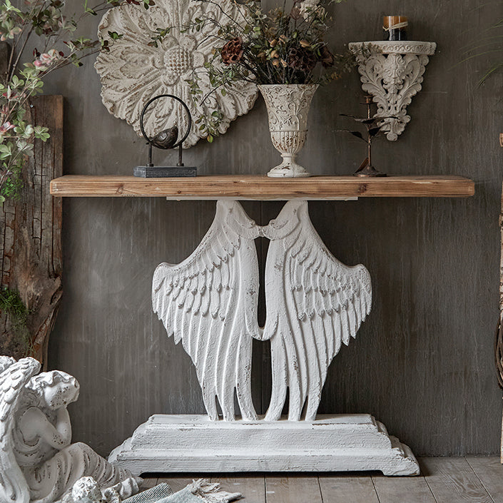 Wood French Country Console Table Distressed Accent Table with Shelf