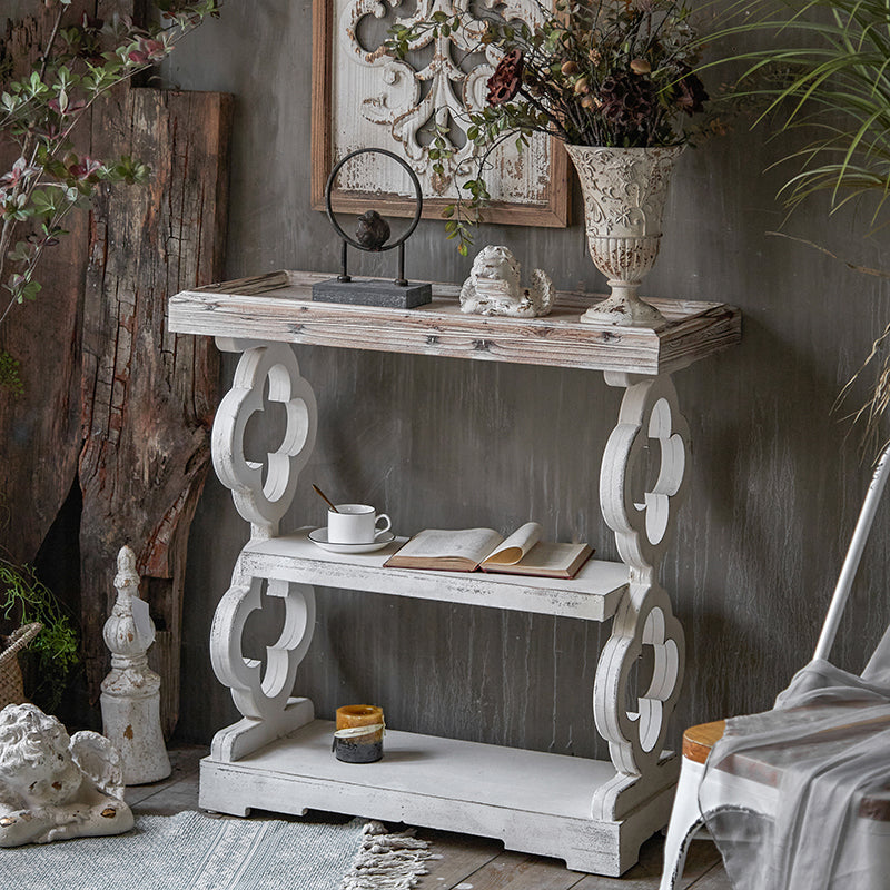 Wood French Country Console Table Distressed Accent Table with Shelf