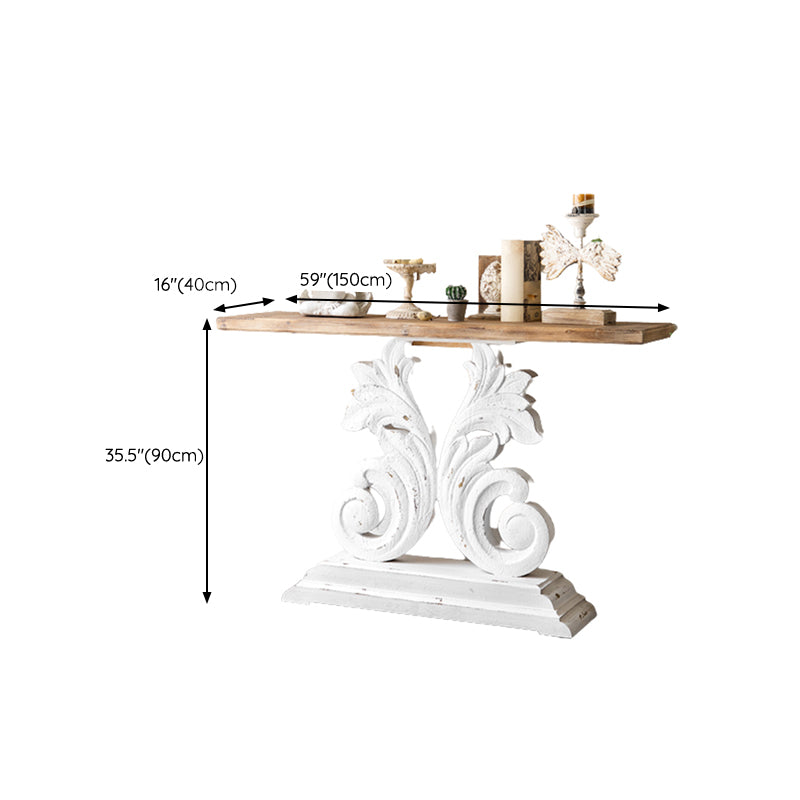 Wood French Country Console Table Distressed Accent Table with Shelf