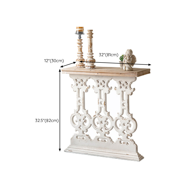 Wood French Country Console Table Distressed Accent Table with Shelf