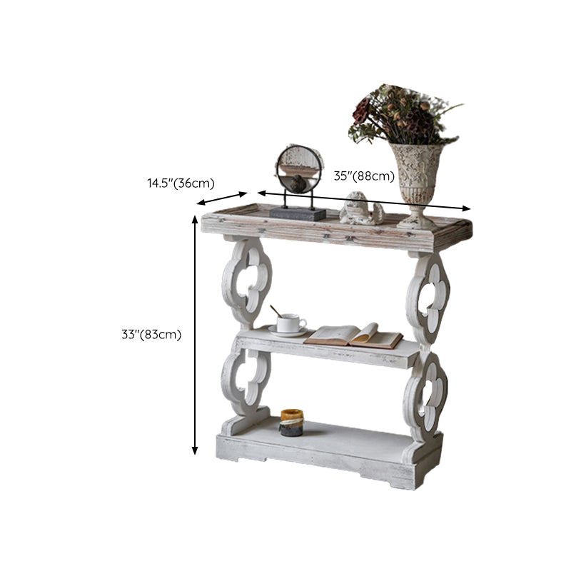Wood French Country Console Table Distressed Accent Table with Shelf