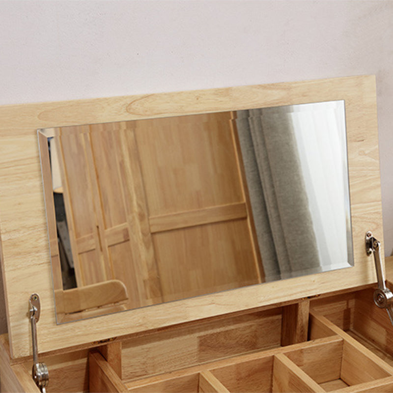 Nordic Flip-Top Vanity Dressing Table Set with Stool 1-Drawer Wood Vanity Table