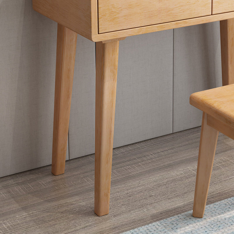 Scandinavian Solid Wood Vanity Dressing Table with Mirror, 30.7" Tall