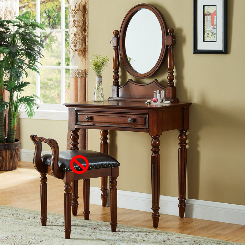 Mirror & 1 Drawer Makeup Vanity Traditional Wood Dressing Table
