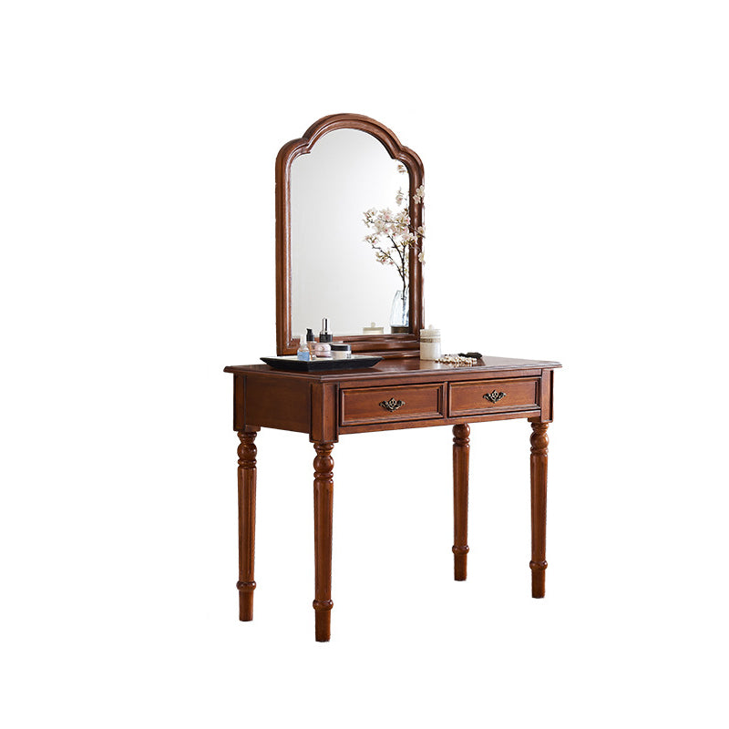 Mirrored Vanity Table Traditional Solid Wood Vanity Desk in Brown