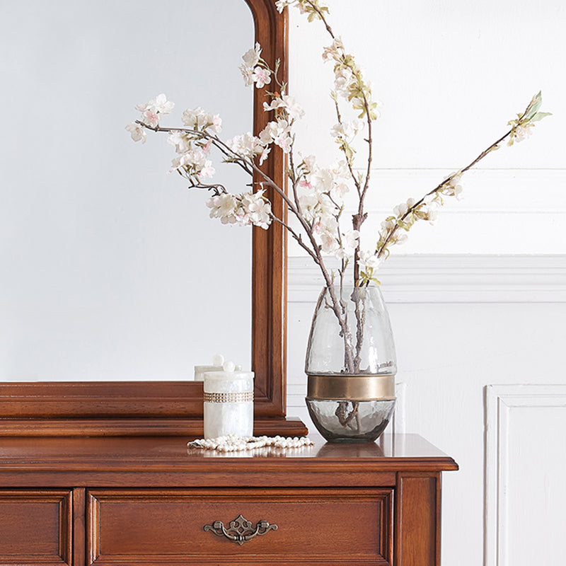 Mirrored Vanity Table Traditional Solid Wood Vanity Desk in Brown