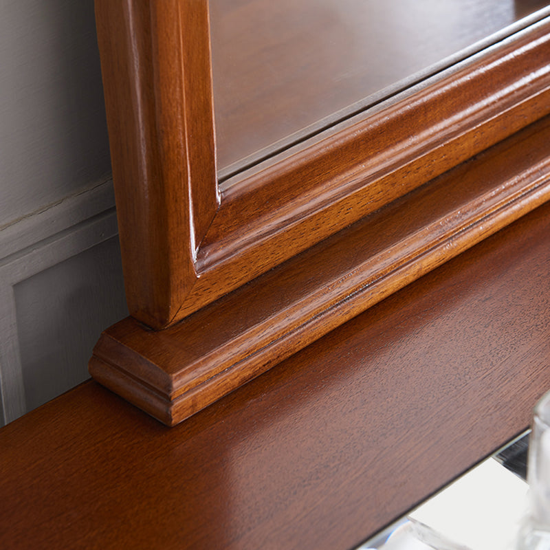 Mirrored Vanity Table Traditional Solid Wood Vanity Desk in Brown