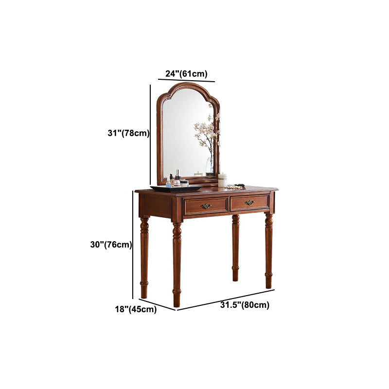 Mirrored Vanity Table Traditional Solid Wood Vanity Desk in Brown