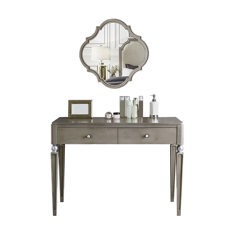 Two Piece Traditional Mirrored Vanity Set Solid Wood Dressing Table
