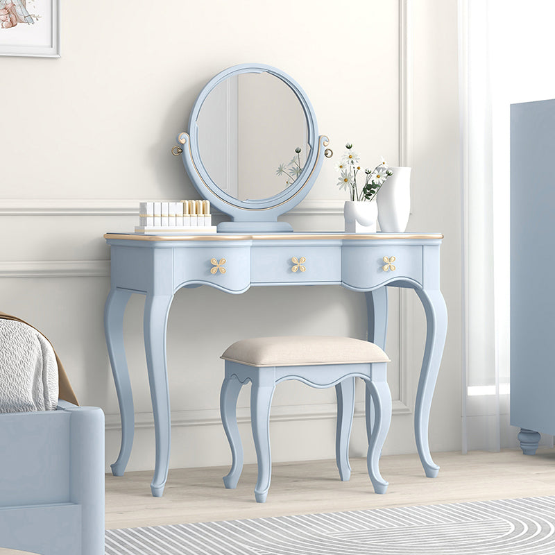 3 Storage Drawers & Mirror Vanity Set Victorian Wood Make-up Vanity