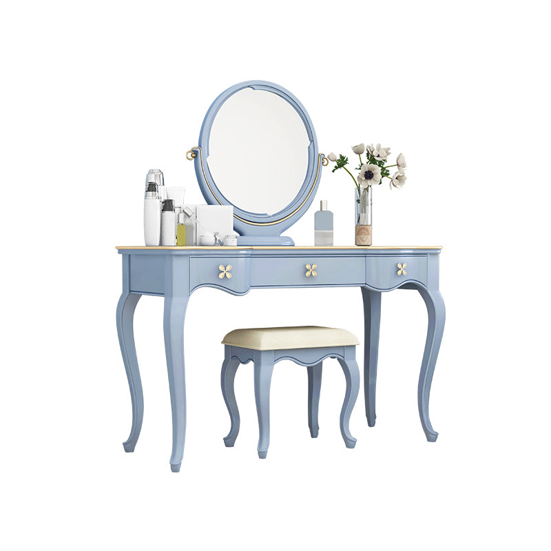 3 Storage Drawers & Mirror Vanity Set Victorian Wood Make-up Vanity