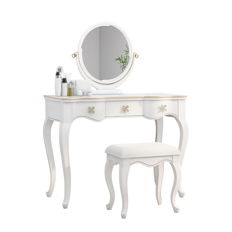 3 Storage Drawers & Mirror Vanity Set Victorian Wood Make-up Vanity