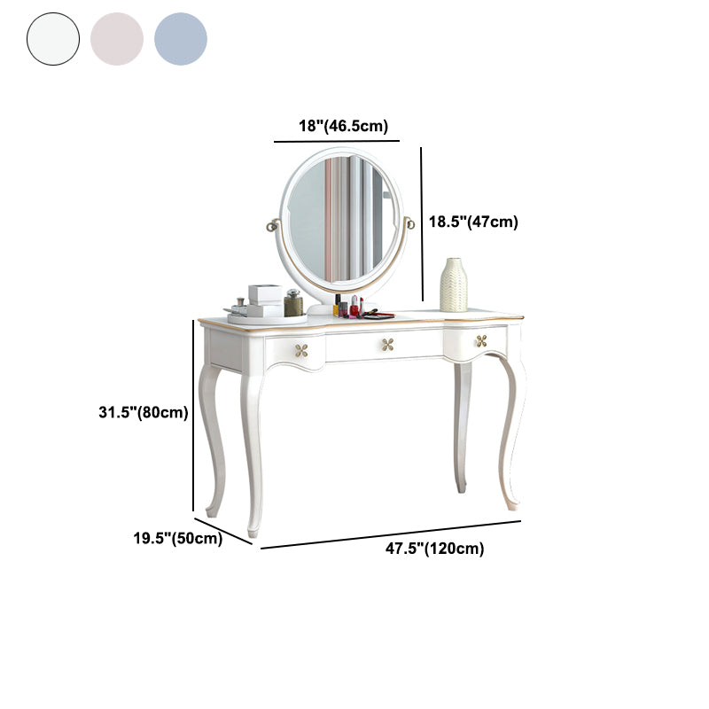 3 Storage Drawers & Mirror Vanity Set Victorian Wood Make-up Vanity