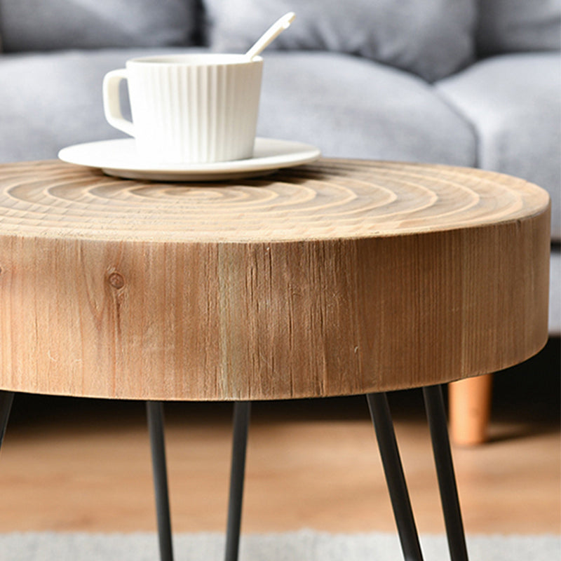 Iron 4 Legs Cocktail Table Scandinavian Round Wooden Coffee Table for Home