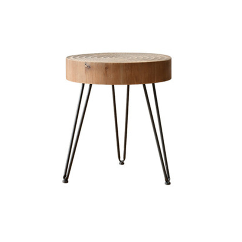 Iron 4 Legs Cocktail Table Scandinavian Round Wooden Coffee Table for Home