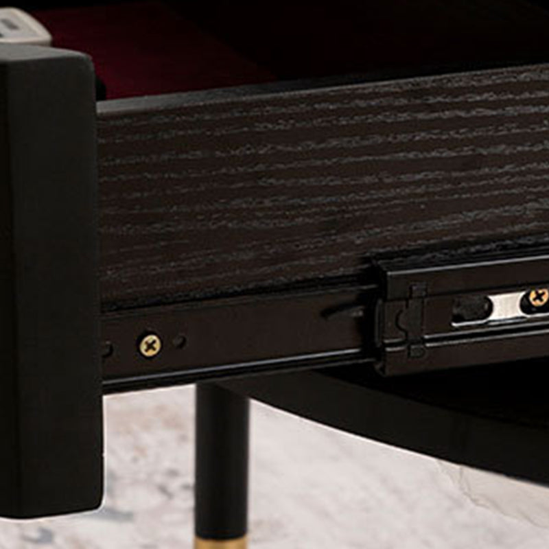 17.7" H Round Slate Coffee Table 4 Legs Cocktail Table with 2 Drawers