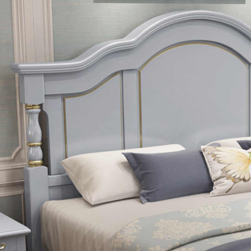 84.65 inch Wide Rustic Bed Frame Pine Wood Standard Bed with Headboard