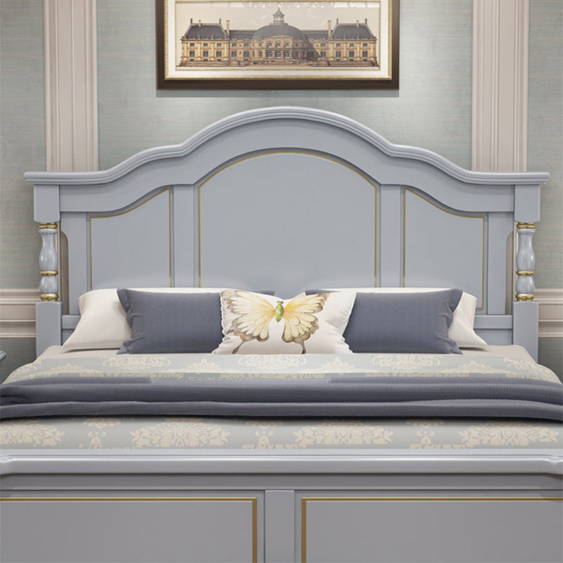 84.65 inch Wide Rustic Bed Frame Pine Wood Standard Bed with Headboard