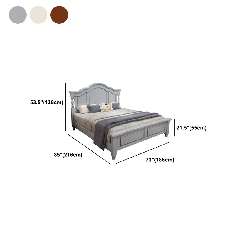 84.65 inch Wide Rustic Bed Frame Pine Wood Standard Bed with Headboard