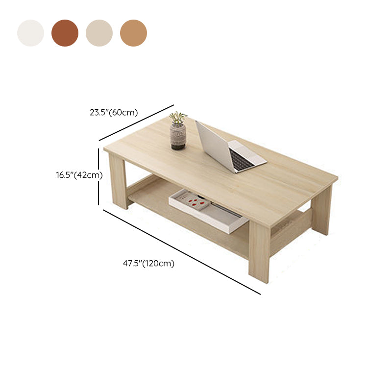 Contemporary Wooden with Storage Shelf Rectangular Single Coffee Table