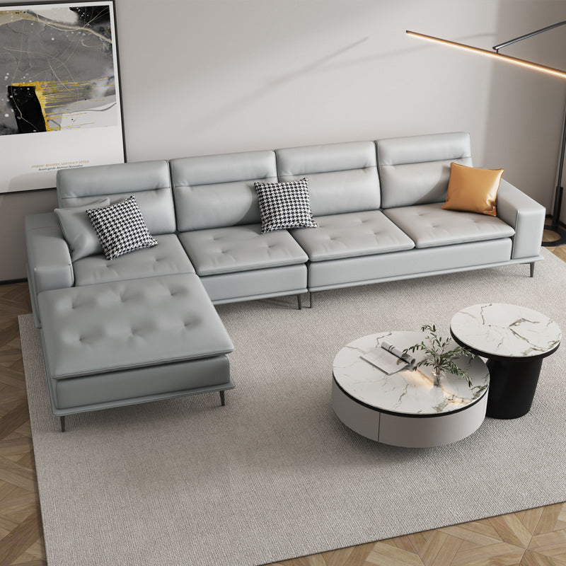 Scandinavian 32.28 " H Faux Leather Square Arm Sofa for Living Room