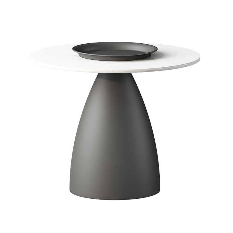 Mid-Century Modern Pedestal Metal Tray Top Round Single Coffee Table