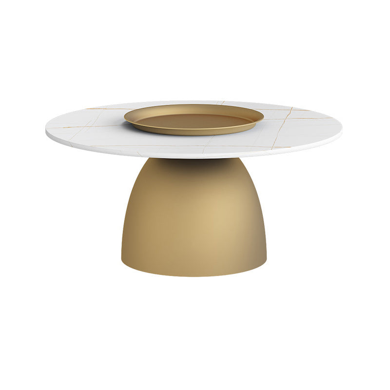 Mid-Century Modern Pedestal Metal Tray Top Round Single Coffee Table