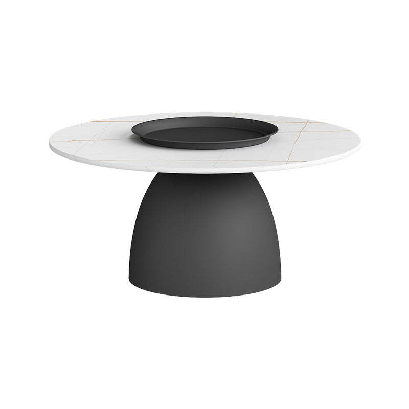Mid-Century Modern Pedestal Metal Tray Top Round Single Coffee Table