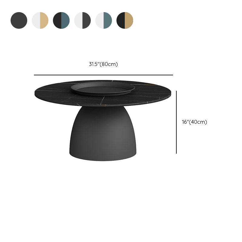 Mid-Century Modern Pedestal Metal Tray Top Round Single Coffee Table
