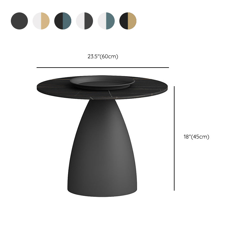 Mid-Century Modern Pedestal Metal Tray Top Round Single Coffee Table