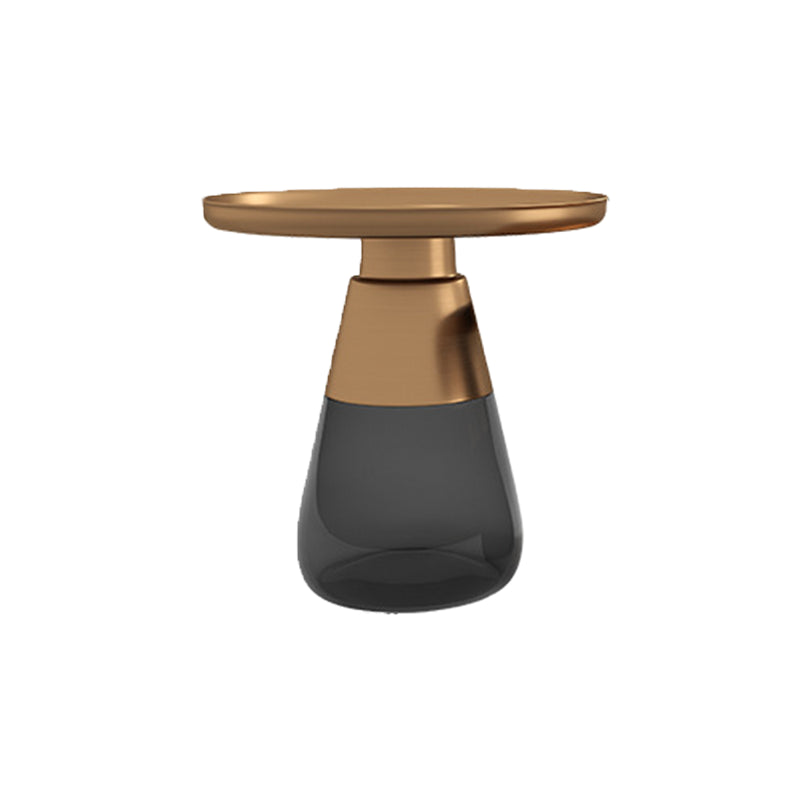 Mid-Century Modern Pedestal Metal Round Glass Single Coffee Table