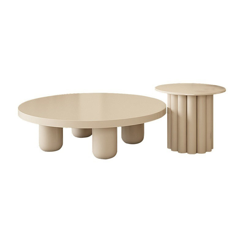 Solid Wood Coffee Table Minimalist Coffee Table with Round Top for Living Room