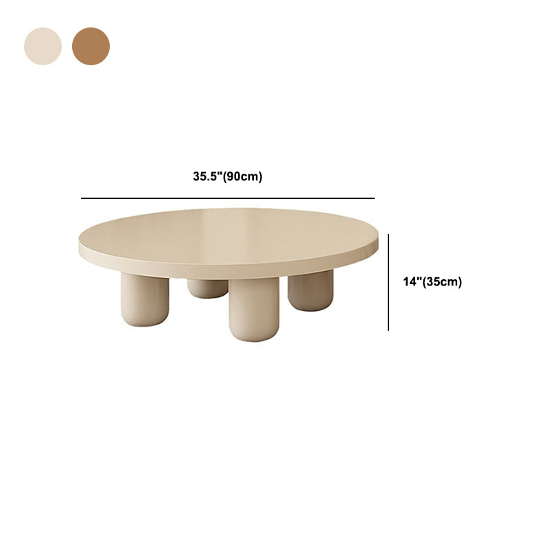 Solid Wood Coffee Table Minimalist Coffee Table with Round Top for Living Room