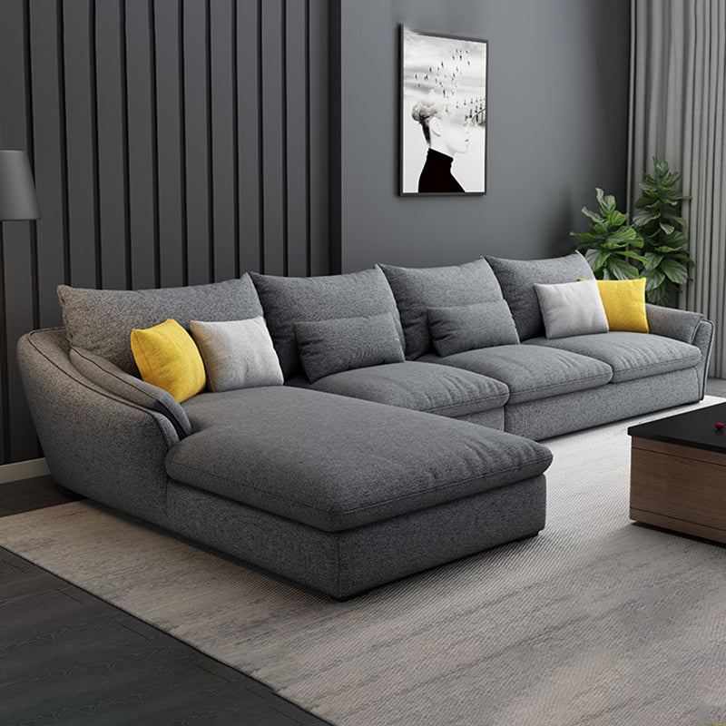 30.7 " H Grey Cotton Blend Flared Arm Sofa & Chaise for Living Room